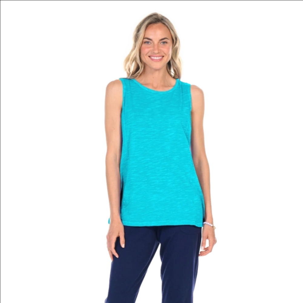 Fresh Produce Chloe Turquoise Sleeveless Women's Tank Top Key-hole Back USA NWT